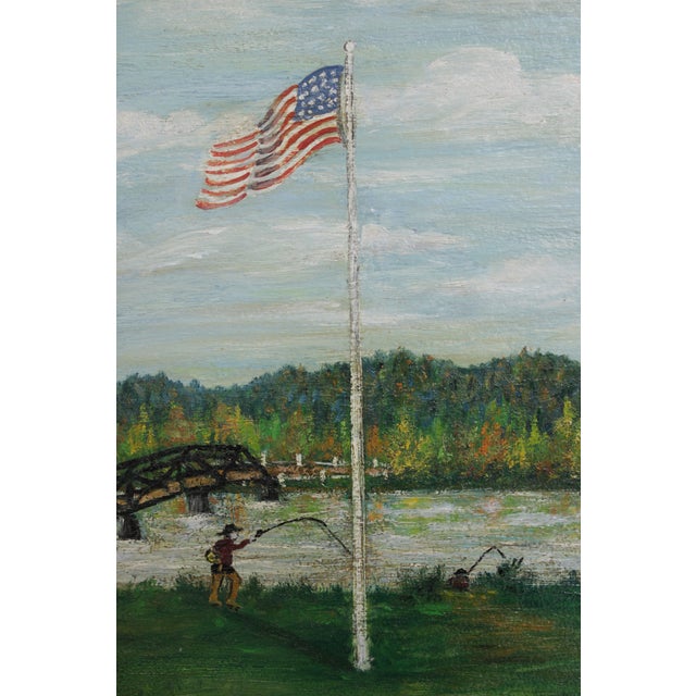 Roy Landenberger Framed Oil on Canvas Painting of Old Stone Mill - Signed For Sale - Image 10 of 14