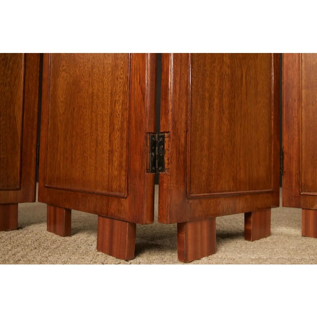 Brazilian Hardwood, Leather and Mirrored Panel Folding Screen, Brazil, C 1960s For Sale - Image 16 of 18