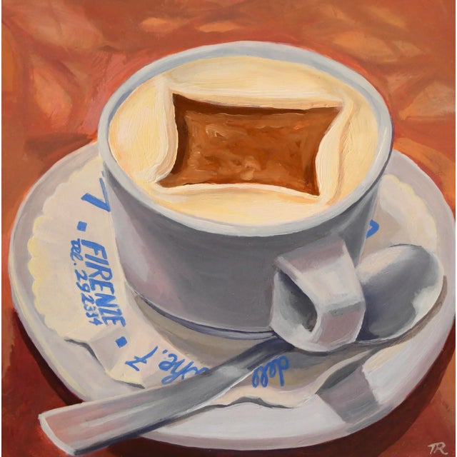 2020s 'Affogato at Vivoli Firenze' Framed Oil Painting on Panel For Sale - Image 5 of 7
