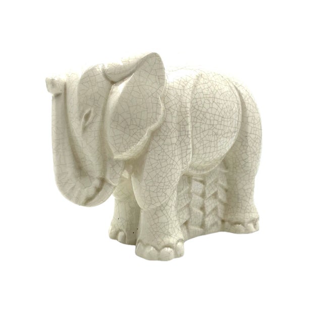 Ceramic Circa 1930 Charles Lemanceau Art Deco Cubist Elephant Craquelé Figurine For Sale - Image 7 of 13