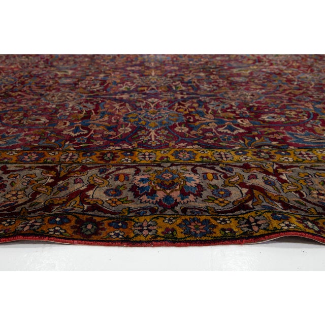 Red 1880s Antique Persian Tabriz Wool Rug With Classic Floral Design in Red For Sale - Image 8 of 11