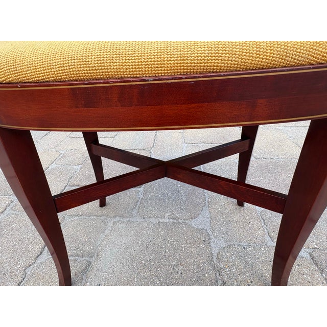 1940s Oval Mahogany Bench / Stool With Gold Pinstriping & Wool Needlepoint Cover For Sale - Image 12 of 12