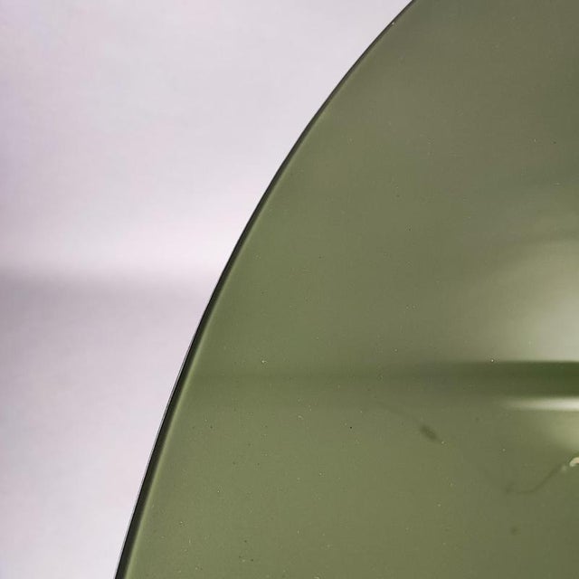 Italian Round Black Lacquered Table with Olive Green Glass Top, 1950s For Sale - Image 4 of 8