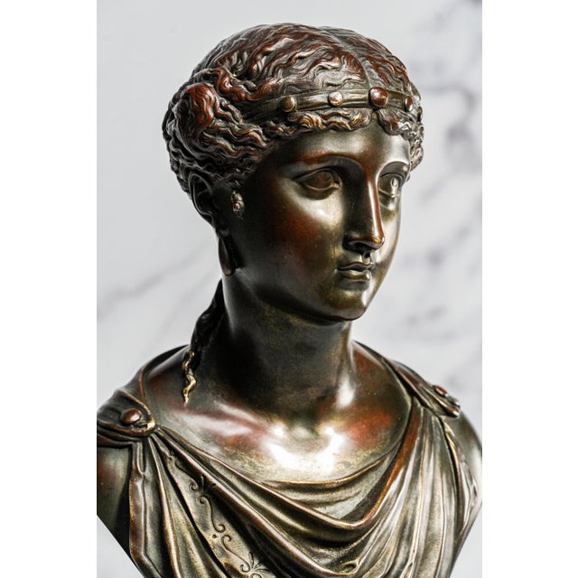 Victorian Neoclassical Goddess Venus Antique 19th Century French Bronze Statue Sculpture Marble Artist Signed Base Home Decor Art For Sale - Image 3 of 18