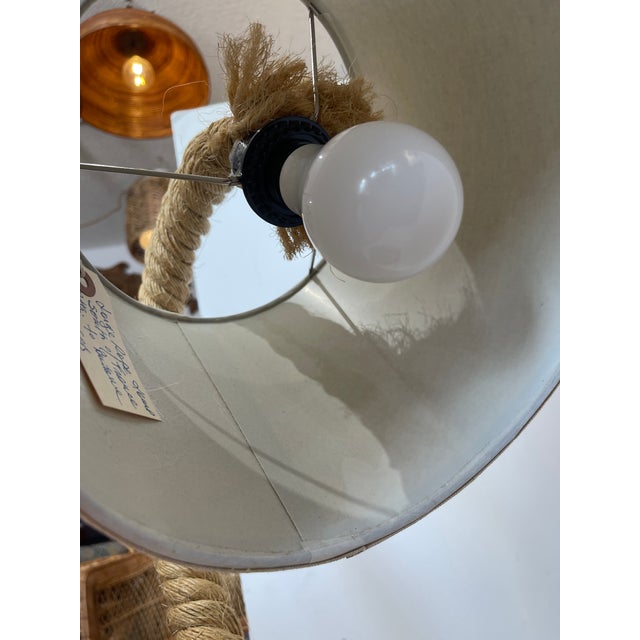 Camel French Large Rope Table Lamp, Adrien Audoux & Frida Minet Style For Sale - Image 8 of 10