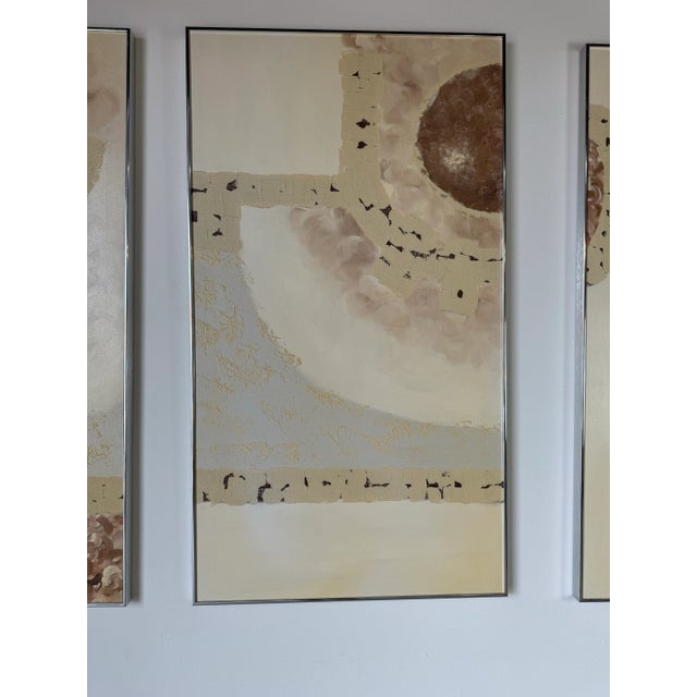 Large Scale- Harris Strong " Triptych " Expressionist Abstract Paintings, Signed Bachman For Sale In Miami - Image 6 of 12