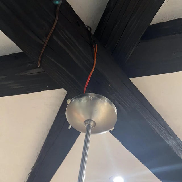 1960s 1960s Frosted Glass Pendant Lamp in Vico Magistretti Style Mid Century Modern For Sale - Image 5 of 11