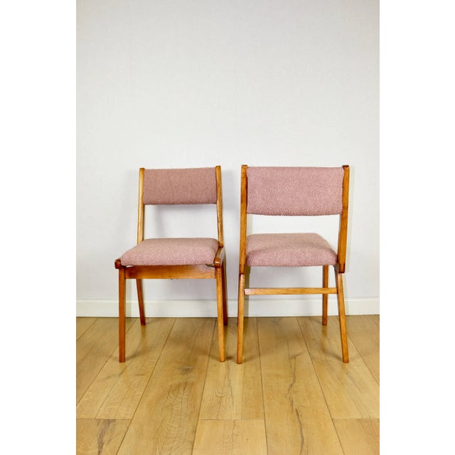 Vintage Pink Bouclé Chairs, 1975, Set of 6 For Sale - Image 4 of 18