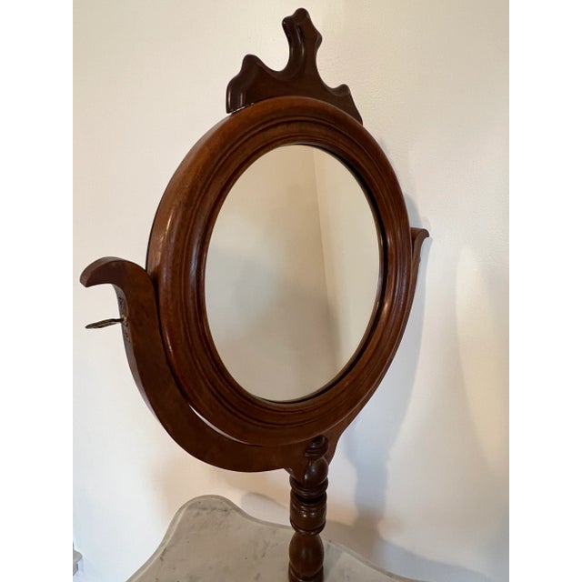 Late 19th Century Antique Standing Shaving Station With Swivel Mirror and Marble Tabletop For Sale - Image 5 of 9