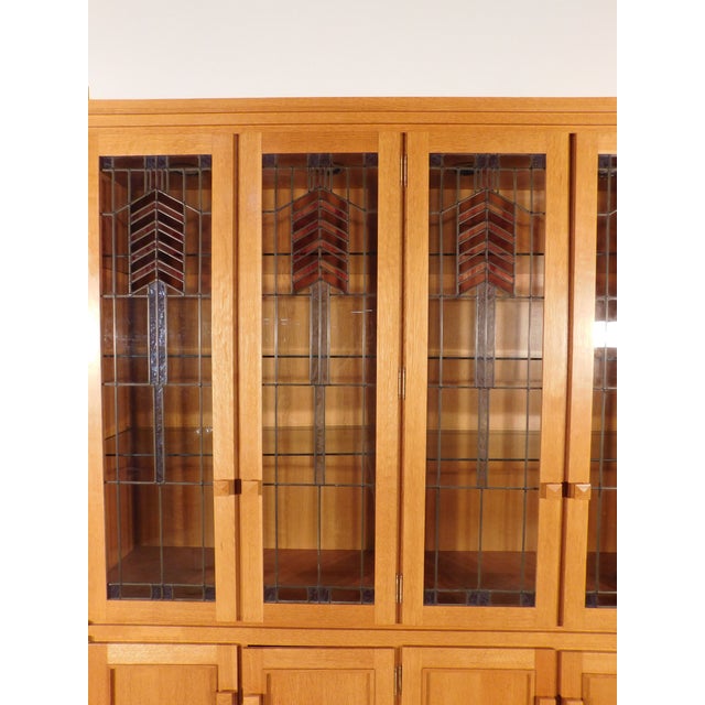 Frank Lloyd Wright Style Tiger Oak China Display Cabinet by Swartzendruber For Sale - Image 15 of 18