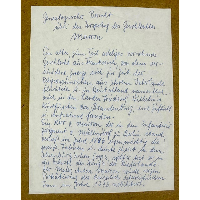 Framed French Family Marron Coat of Arms, 19th Century For Sale - Image 8 of 9