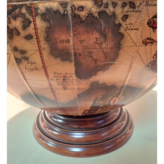 Brown Vintage World Map Bar Cabinet For Sale - Image 8 of 9