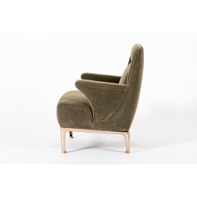 Restored 1940s Art Deco Lounge Chair Mink Mohair, Matching Sofa Available For Sale - Image 4 of 15