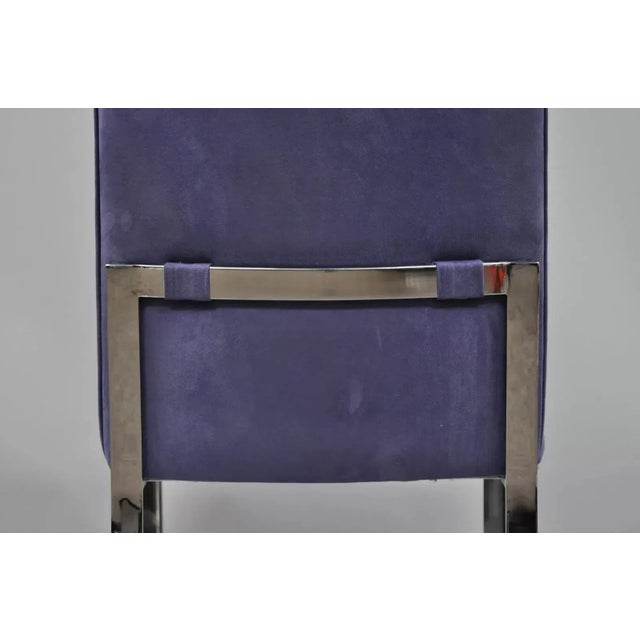 Purple Late 20th Century Mid Century Modern Chrome Flat Bar Dining Side Chair Attributed Tri Mark Designs For Sale - Image 8 of 10