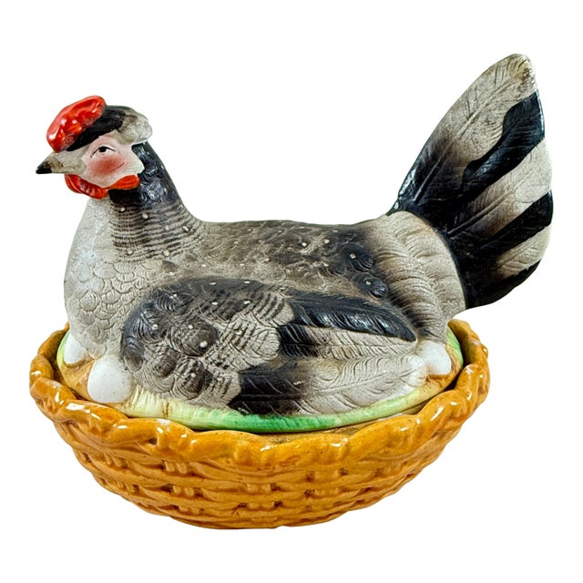 Staffordshire Hand-Painted Hen on Nest of Eggs Tureen For Sale