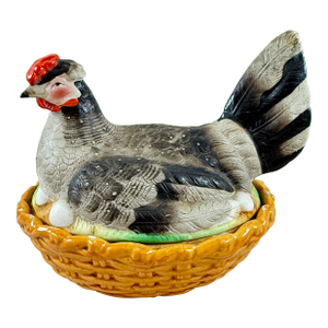 Staffordshire Hand-Painted Hen on Nest of Eggs Tureen