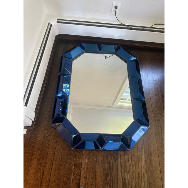 Blue Villa & House - Romano Hollywood Regency Sapphire Blue Beveled Wall Mirror For Sale - Image 8 of 9