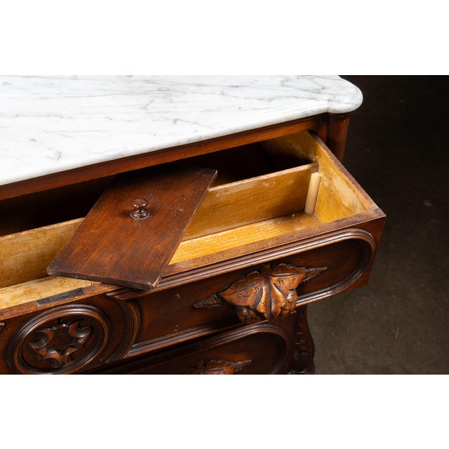 Antique American Victorian Walnut Marble-Top Dresser With Mirror For Sale - Image 16 of 18