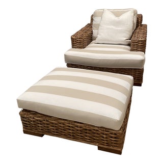 Ralph Lauren Chair and Ottoman Set For Sale