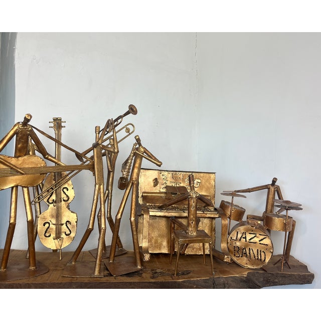 1960s Large Handcrafted Metal Folk Art Sculptures of a Jazz Band, 1960s, Set of 6 For Sale - Image 5 of 18