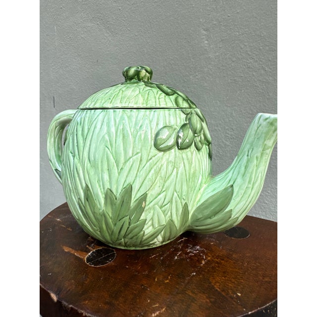 Vintage Seymour Mann Majolica Hand-Painted Toucan Bird Teapot — Tropical Hollywood Regency For Sale - Image 10 of 10
