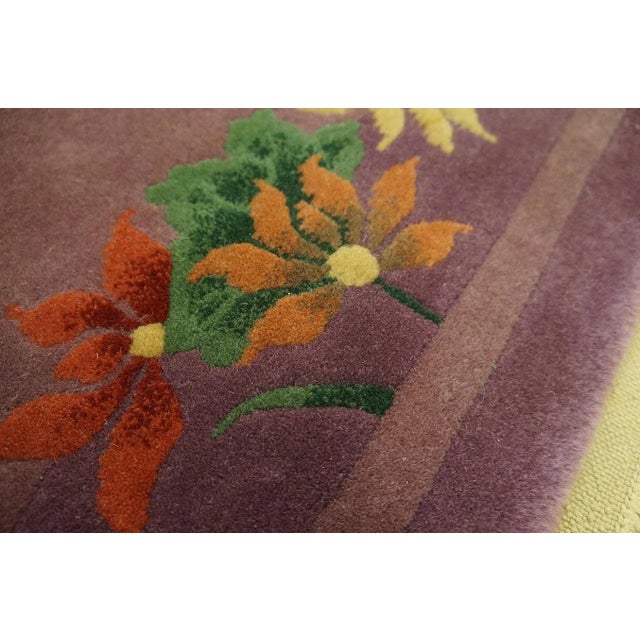 1920s 1920s Purple Aquatic Foliage Antique Chinese Art Deco Carpet 4' 10'' X 8' 6'' Wool Knotted Rug For Sale - Image 5 of 9