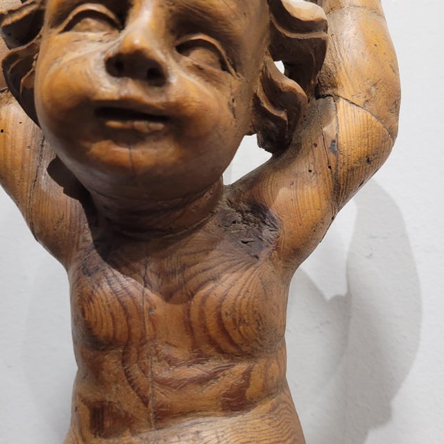 Triumphant Angels in Carved Wood, 1800s, Set of 2 For Sale - Image 11 of 18