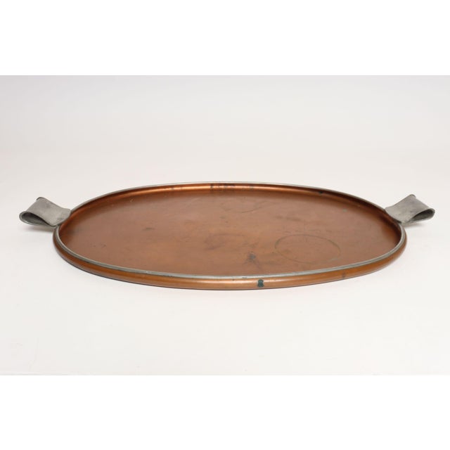 1940s Large Mexican Arts and Crafts Copper and Silver-Plate Serving Tray by Tane For Sale - Image 5 of 18