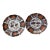 Antique Edo Japanese Imari Pair of Scalloped Porcelain Hand Painted Dishes With Makers Marks For Sale