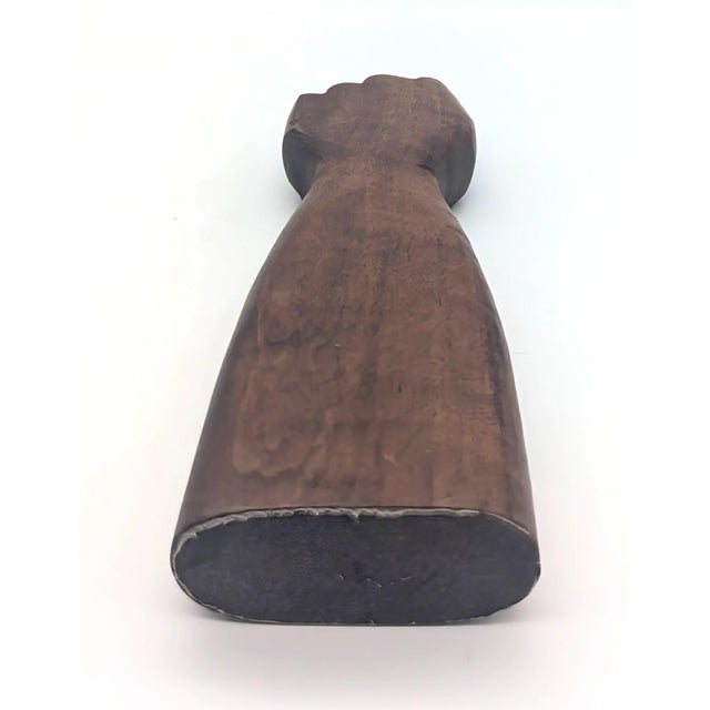 Coffee 1970s Carved Brazilian Imbuia Wood "Figa: Good Luck" Fist Sculpture For Sale - Image 8 of 8