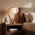 Mid-Century Modern Boomerang Table Lamp, Modern Dark Walnut/Brass, Sphere White Satin Shade For Sale - Image 3 of 7
