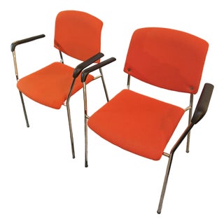 Hightower Modernist Stackable Arm Chairs, Pair For Sale