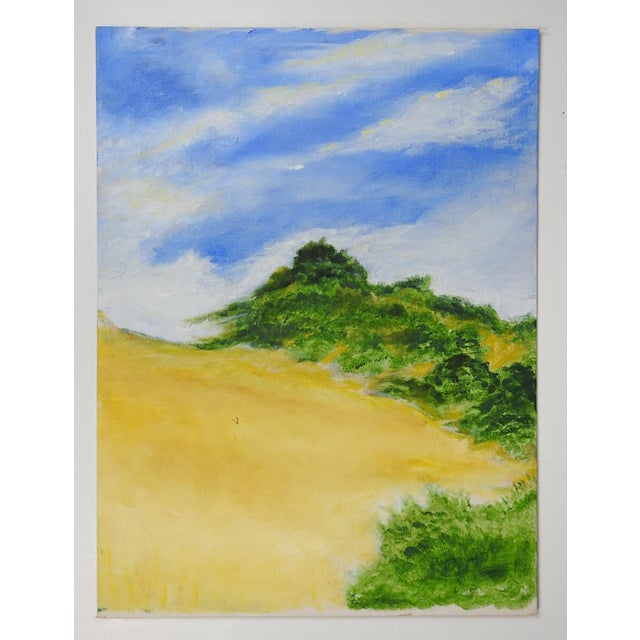 Rustic Late 20th Century Golden Hillside Landscape Painting For Sale - Image 3 of 3
