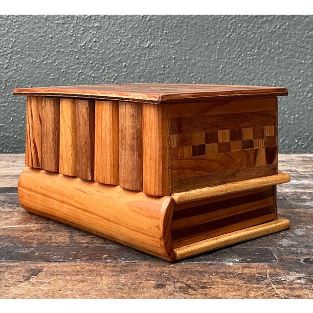 Vintage Wood Inlay Marquetry Box For Sale - Image 4 of 12