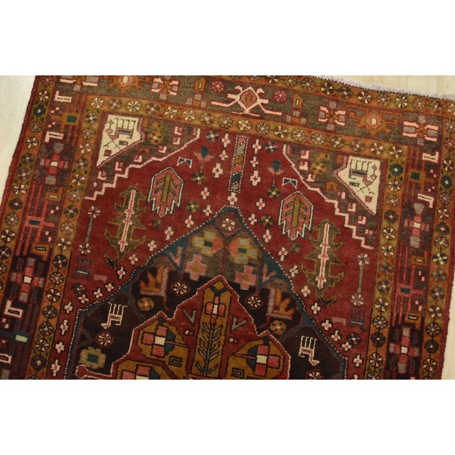 Sarab Runner 3’9” X 11′ Red Wool Semi-Antique Tribal Hand-Knotted Oriental Rug For Sale In Philadelphia - Image 6 of 14