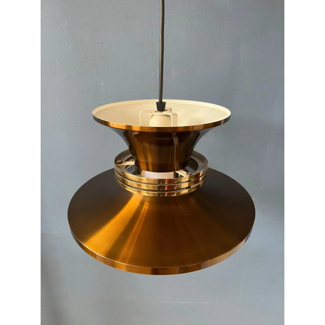 Copper Vintage Danish Copper-Coloured Pendant Lamp, 1970s For Sale - Image 8 of 11