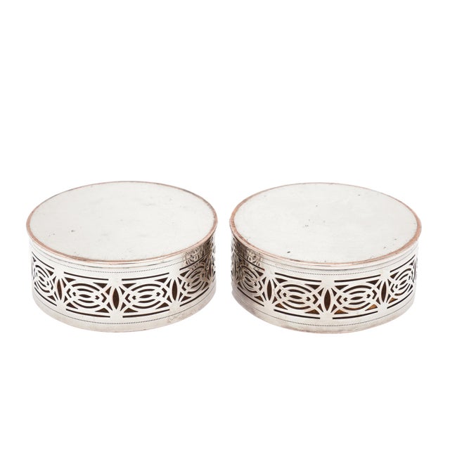 Pair of English Adam-Style Reticulated Silver-Plate Wine Coasters, C. 1880-1920 For Sale - Image 9 of 9