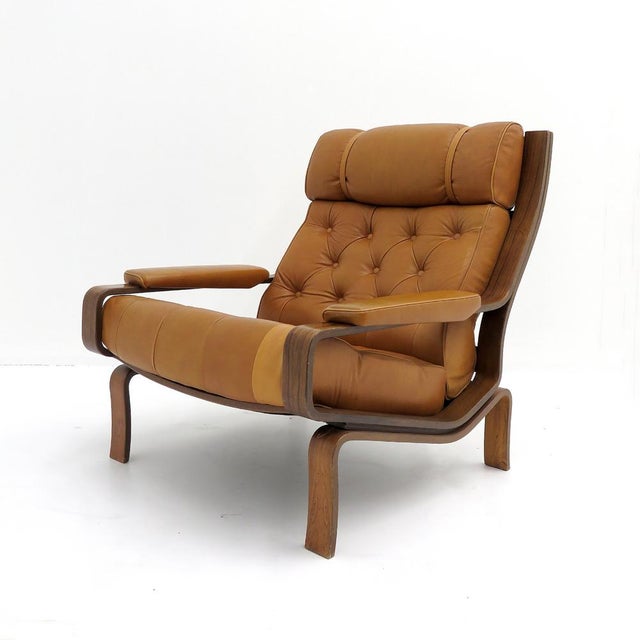 Mid-Century Modern Leather Lounge Chair ‘Palermo’ by Pethrus Lindlöf, 1970 For Sale - Image 3 of 10