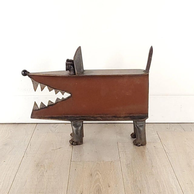 Brutalist Amusing Brutalist Iron Statue of a Dog, Bay Area, California, Circa 1980 For Sale - Image 3 of 9