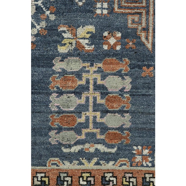 Traditional 2010s Rug & Kilim’s Khotan Inspired Rug in Brown & Blue Geometric Patterns For Sale - Image 3 of 8