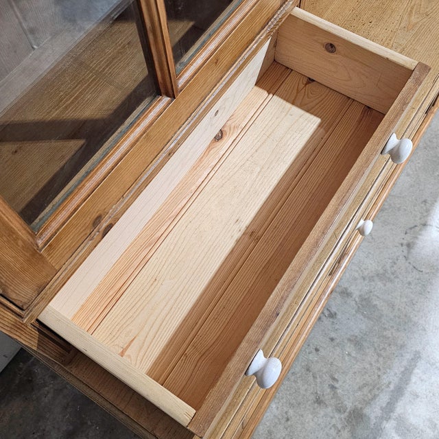 Vintage English Pine Kitchen Dresser With Plate Rack & Wine Storage For Sale - Image 12 of 13