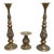 Large Pierced Floral Detailed Brass Candle Holders - Set of 3 For Sale