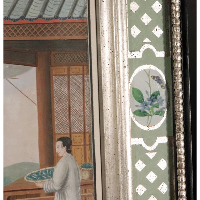 Fine China Trade Watercolor on Paper: Silk Processing—Feeding of Silkworms Circa 1780–1820 For Sale - Image 11 of 13
