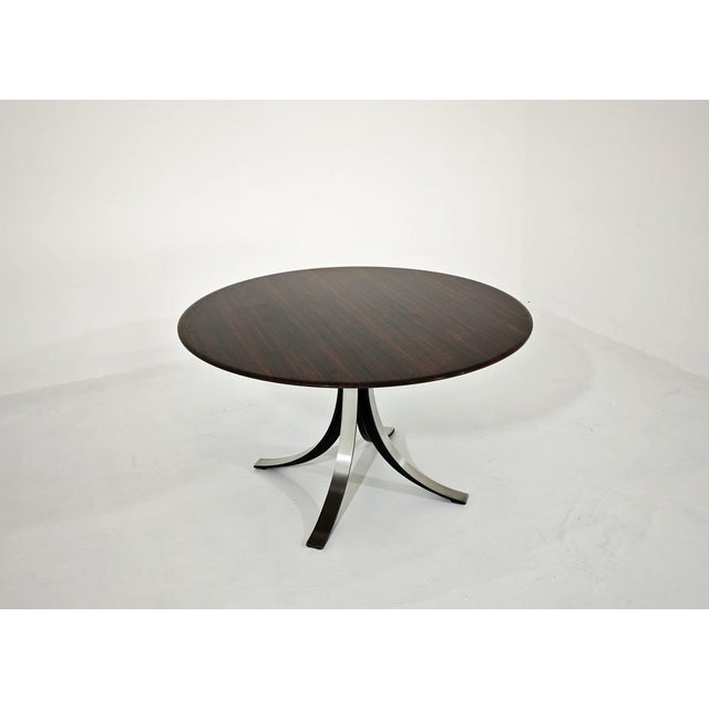 1960s Round Model T69 Dining Table in Wood and Steel by Osvaldo Borsani and Eugenio Gerli for Tecno, 1965 For Sale - Image 5 of 15