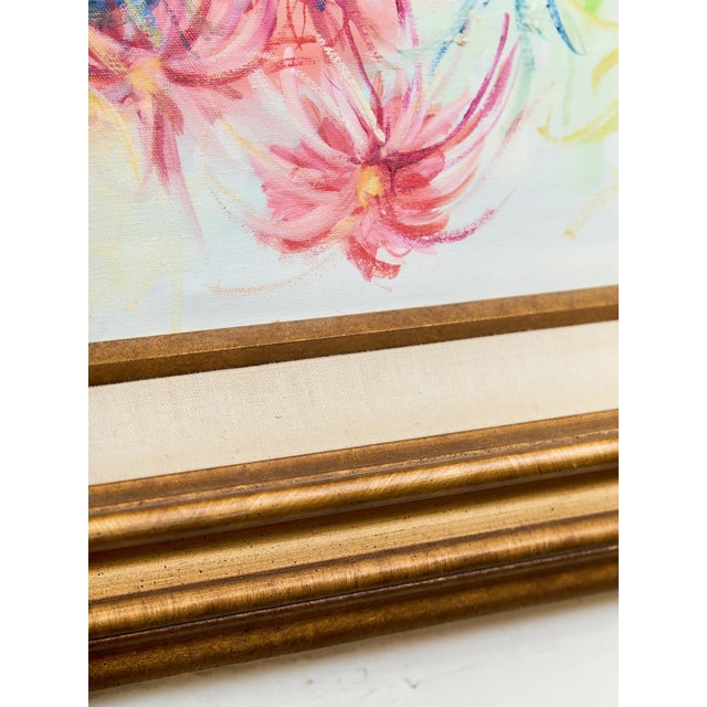 “Splash” by Margarette Singer, Large Mid-Century Abstract Floral Oil Painting For Sale - Image 4 of 12