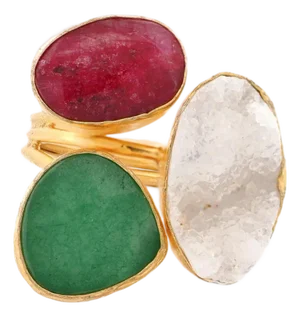 Divine Earth Triple Adjustable Gemstone Ring, Size 4