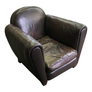 1940s Vintage Distressed Leather Club Chair For Sale