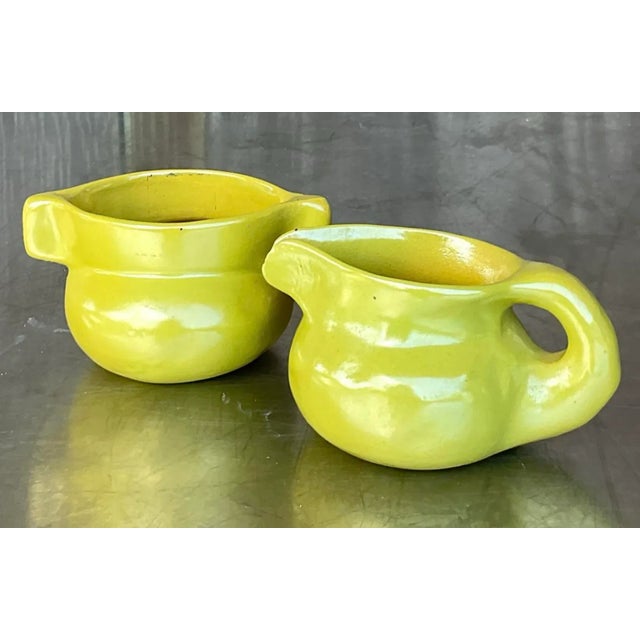 Vintage Boho Studio Pottery Cream and Sugar Set For Sale - Image 4 of 6