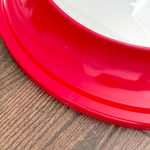 1970s Mid Century Modern Early 70s Kastilia Retro Red Plastic Framed Wall Mirror MCM For Sale - Image 5 of 5