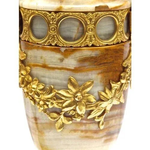 Pair Antique Marble & Gillt Urns For Sale - Image 4 of 7